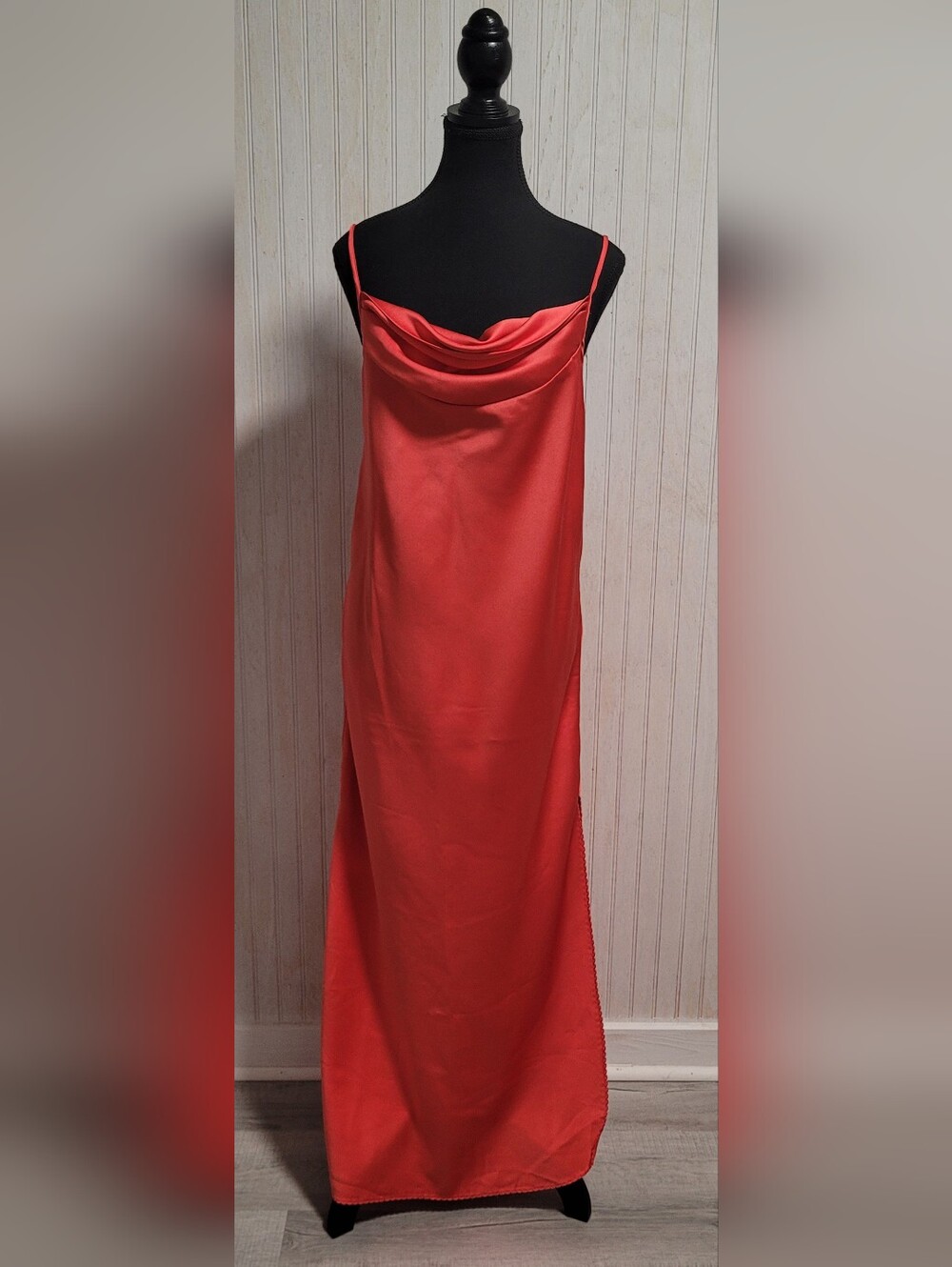 Vintage Bert Yelin for Iris Vermillion Cowl Slip Dress Nightgown 1960s Size S